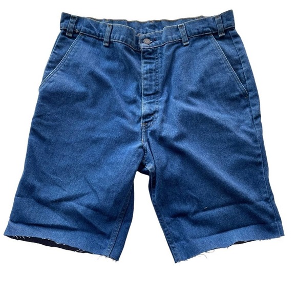 Levis Vintage 80’s Orange Tab 514 Denim Trouser Jean Short Blue Size 36W 10/12 - Picture 2 of 6